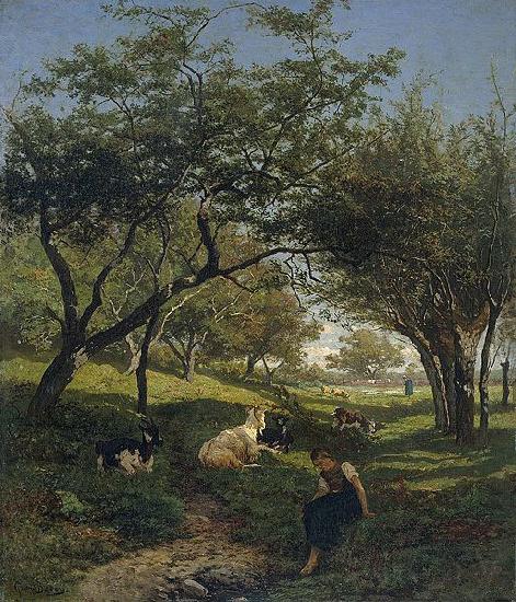 Gerard Bilders Goat shepherdess Norge oil painting art